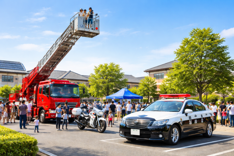 働く車がやってくる!(はしご車&パトカー&白バイ)&なりきり撮影会